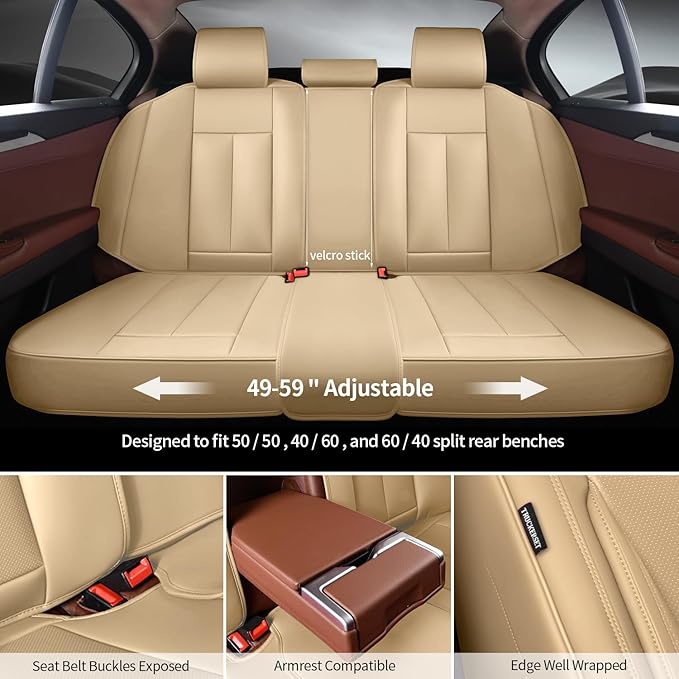 truckerset Car Seat Covers, Leather Seat Covers for Cars Full Set, Waterproof and Breathable Suitable for Most SUV/Truck/Sedan/Automotive 5 Pack(Beige)