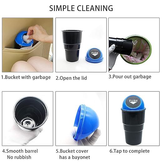 Cup Holder Trash can for car with Lid, Mini Garbage Cans for Back seat Leakproof Vehicle Automotive Cup Holder Car trashcan, Small Trash Bin for Automotive Office Home Kitchen (GREY002)