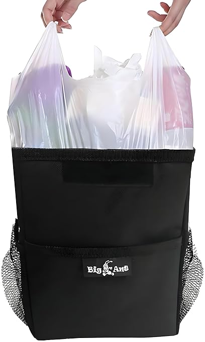 Big Ant Car Trash Can Bag with Lid - Leak-Proof, Garbage Bag For Car, Portable Storage Pockets for Travel & Family Car Accessories (Waterproof Design)*