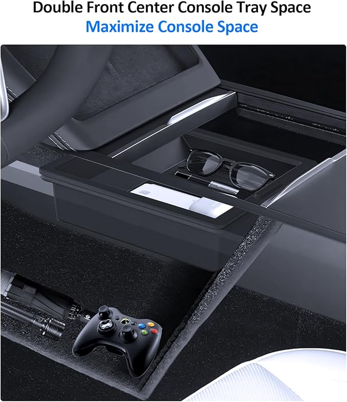 cybtkcar 7PCS for Tesla Center Console Organizer Model Y Refreshed Juniper Accessories 2025 2026 Armrest Tray Cup Holder Center Lower Organizer Armrest Lower Organizer Hidden Compartment Storage
