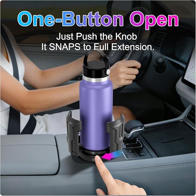 Cup Holder Expander, Cup Holder Expander for Car, Adjustable Cupholder for 2.6"- 4.8" Yeti, Hydro Flask, Nalgene, Takeya, Camelbak, Ramblers, Owala, Tumblers, Mugs, Bottles, with Car Seat Hook