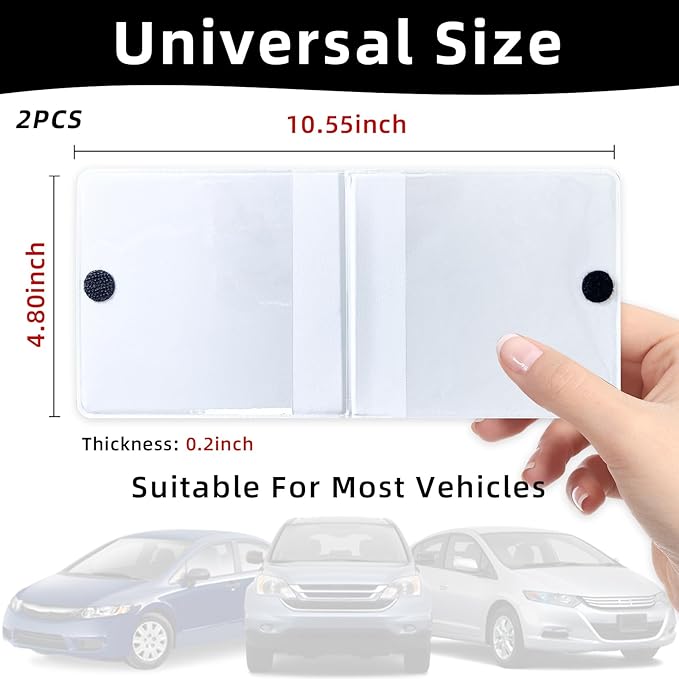 Ziciner Car Registration Insurance Holder, 2Pack Essential Auto Card Document Glove Box Organizer with Touch Fastener, Vehicle Interior Accessories Perfect for Most Car, Truck, SUV (White/Big Car)