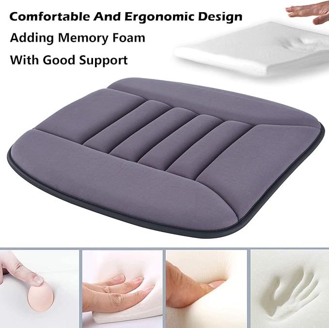 Big Ant Car Seat Cushion Pad Memory Foam Seat Cushion,Pain Relief Memory Foam Cushion Comfort Seat Protector for Car Office Home Use,Drak Gray 1PC