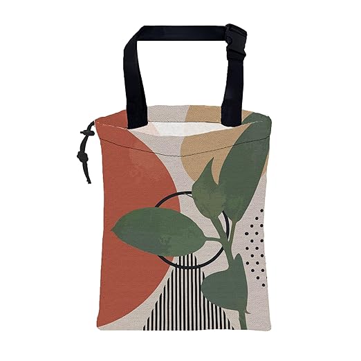 KXWQTRDD Car Garbage Bag Vintage Ink Floral and Geometric Drawstring Car Trash Bag Hanging for Back Seat with Adjustable Buckle Canvas Vehicle Trash Can Easy-to-Install