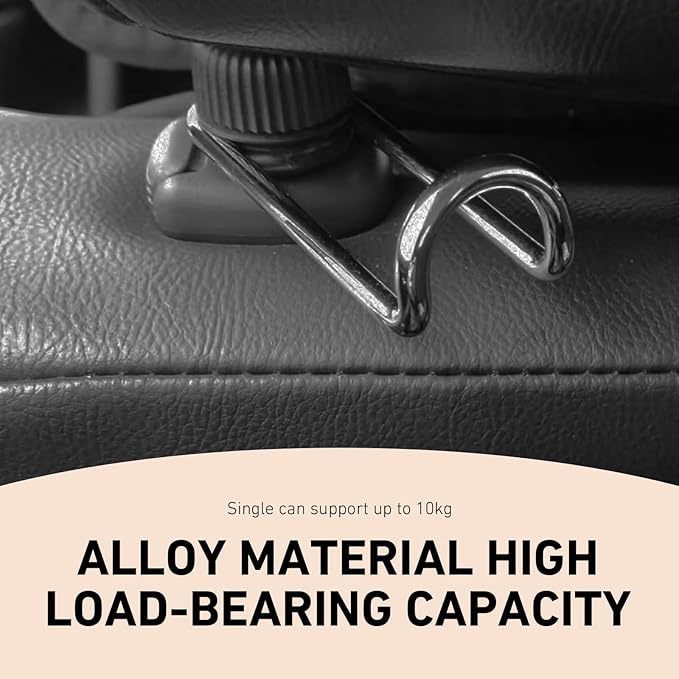 Cuymoap 2 PCS Car Headrest Hooks, 10 KG Load Bearing Anti-slip Hanging Hanger, Rotatable Hidden Storage Hook, Universal Multifunction Seat Back Organizer for 0.47" - 0.59" Tube Diameter (Black)