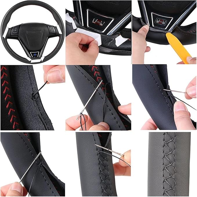 Custom Microfiber Leather Steering Wheel Cover fit for 1998-2005 206, 206 SW, 206 CC - Slip-On Design(B-Yellow thread)