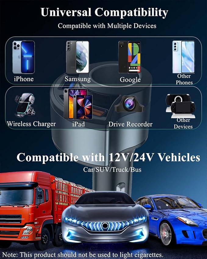 [4IN1&QC3.0] Cigarette Lighter Splitter Adapter, Car USB Charger Adapter Multi Port, 12V-24V Car Adapter Compatible with iPhone 16 Pro Max/15/14/13/12/11/XS/XR/8/7,Samsung S10/20/21/Plus, Dash Cam etc