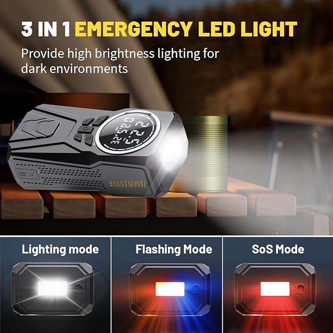 Car Jump Starter with Air Compressor,3000A Car Emergency Starting Power Supply,150PSI Tire Inflator Portable Compressor,battery jump starter,Portable Tire Inflator for Cars,Pickup Trucks,Bicycles,etc.