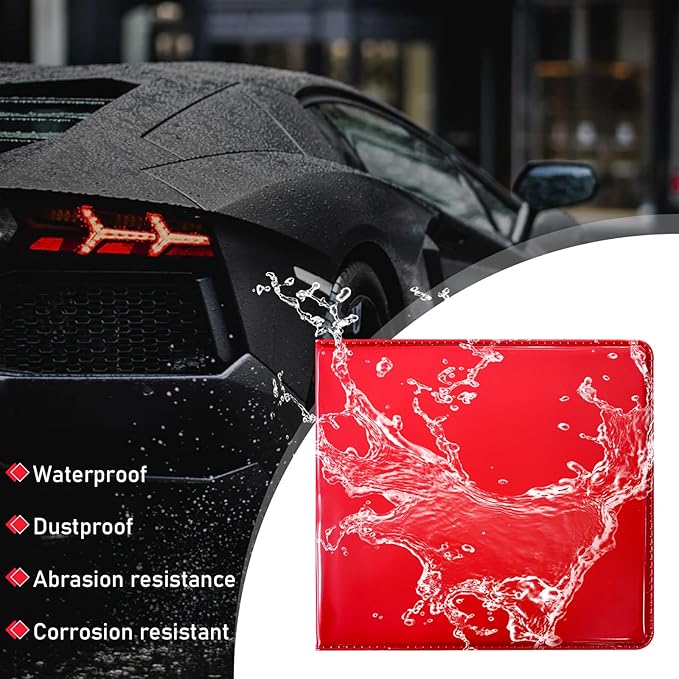Ziciner 2PCS Car Registration and Insurance Holder, 5.2"× 4.7" Premium Auto Glove Box Organizer with Closure, Essential Vehicle Document Holder for Card, Driver License (Red)
