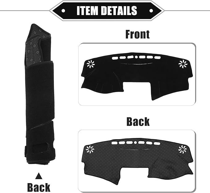 Dashboard Cover Compatible for Toyota Camry 2007-2011, Non-Slip Polyester Black Dash Cover Mat Dash Board Protector Cover