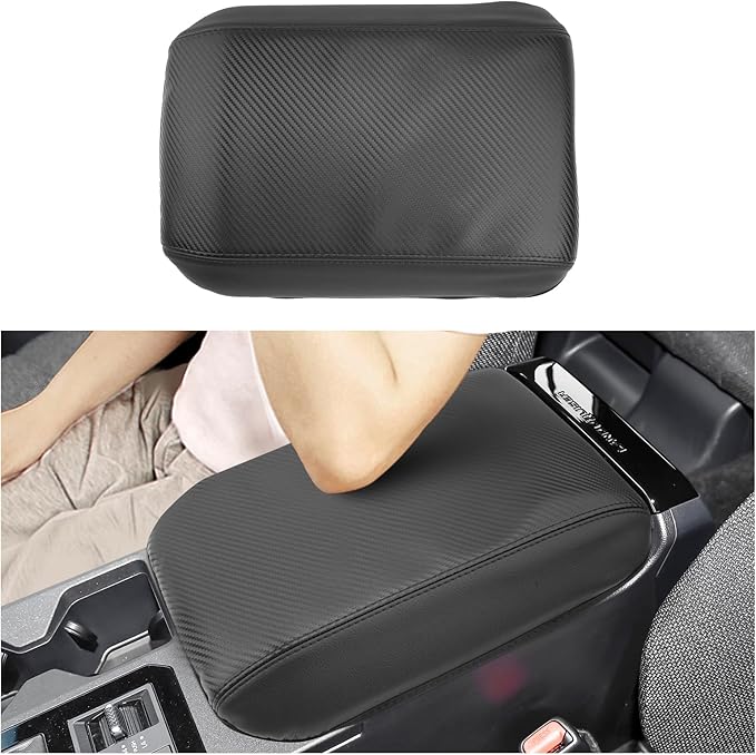 SXCY for 2024 2025 2026 Land Cruiser Armrest Cover for Toyota Land Cruiser 2025 2026 Center Console Cover 2024 2025 2026 Land Cruiser Center Console Cover (Black Carbon Fiber (Thin))