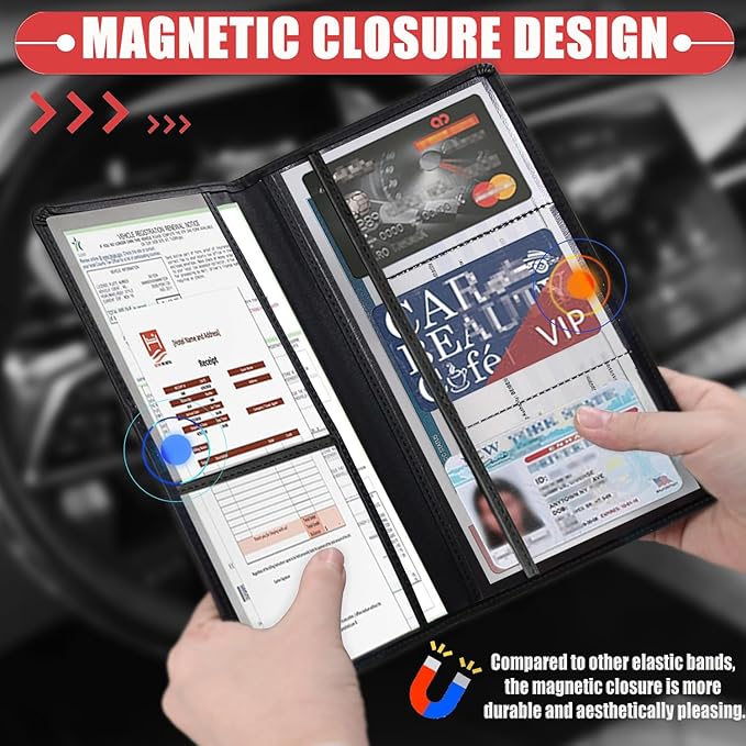Car Registration Holder, Waterproof PU Leather Vehicle Card Document Glove Box Organizer, Women Interior Auto Accessories Case for Cards, Driver License Car Insurance Holder, Cockapoo Dog Pattern