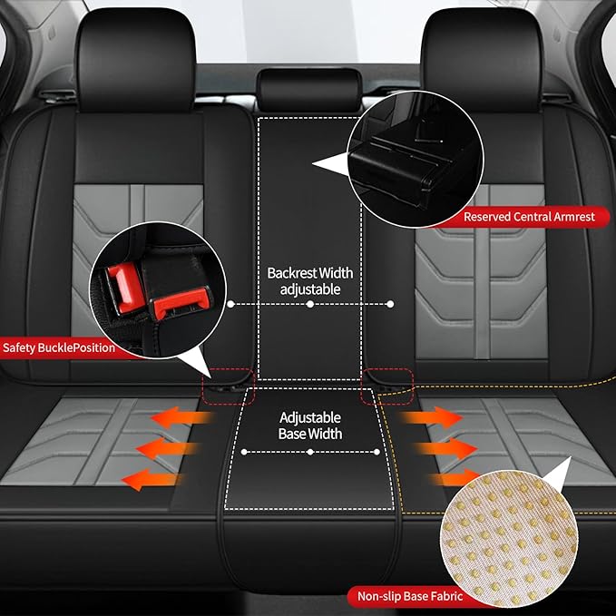 TTX LIGHTING Car Seat Covers fit for Acura ILX 2013-2019 - Waterproof Leather Automotive Seat Protectors Full Set (5 Seats, Gray)