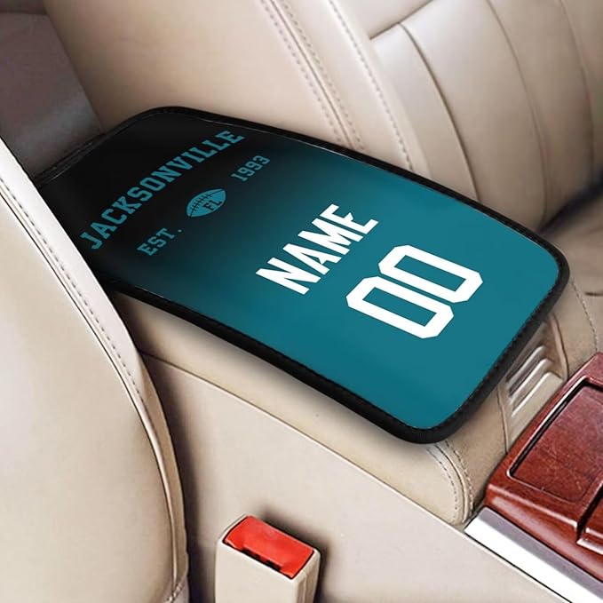 Custom Car Armrest Cover, Add Personalized Name and Number - Auto Center Console Pad, Fit Most Cars