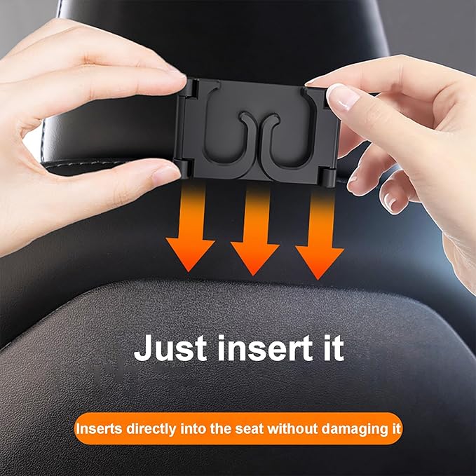 OATSBASF Seat Back Hooks for Tesla Model 3 Model Y 2017-2024, Headrest Foldable Hooks Car Bag Hook Stylish Back Seat Hanger Designed for Tesla Model 3 Y Accessories (2 Pack)
