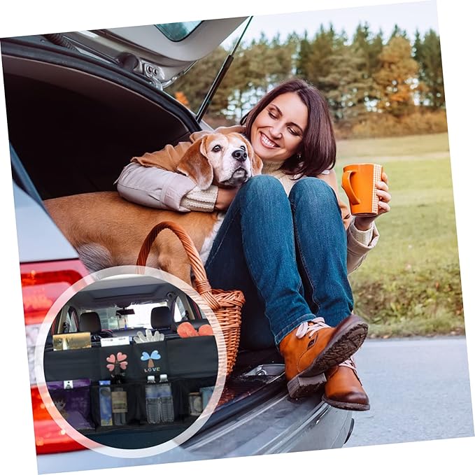 Mobestech Car Seat Hanging Organizer Bag for Storage Backseat Pouch for Purses Phones and More Stylish Leather Design for Suv Truck and Minivan Use