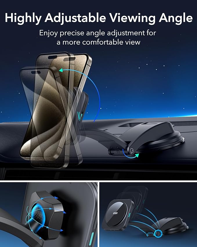 ESR for MagSafe Car Mount Charger, Dashboard Magnetic Wireless Car Charger Mount, Compatible with MagSafe Car Charger, for iPhone 17e/17/16/15/14/13/12, Galaxy S26/S25, Fast Charging, Car Accessories