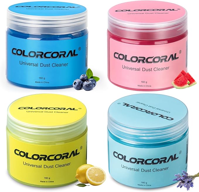 COLORCORAL Keyboard Cleaning Gel 4pack for Auto Cleaning Putty Car Putty Auto Detailing Tools Home Slime Cleaner Dust Cleaning Gel for Car Interior Cleaner Accessories Keyboard Cleaner