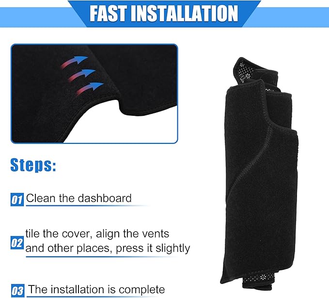 Dash Covers Mat for Toyota RAV4 2007-2012 Upgrade Polyester Car Center Console Interior Trim Dashboard Cover for Toyota RAV4 Protector Black