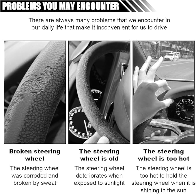Car Steering Wheel Cover Sun Shade, Anti-Heat Steering Wheel Protector, Universal 18 Inch Auto Steering Wheel Sun Block Cover, Steering Wheel Shield Accessories for Most Car Truck SUV (Black)