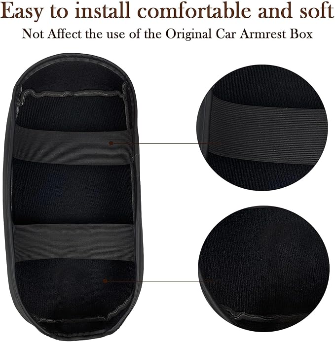 Car Armrest Center Console Covers for Toyota RAV4 Accessories 2026 2025 2024 2019 2020 2021 2022 2023, PU Leather Middle Console Lid Cover Pad Protector(Black with Cushion Flat)