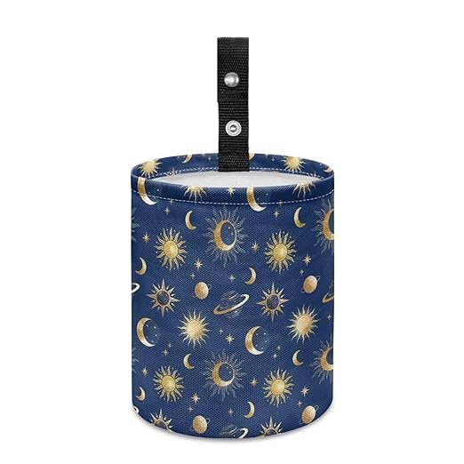 Brosoneto Moon Star Car Trash Can, Cute Car Trash Bag, Hanging Organizer and Storage Bag, Universal Fit for Front Seat, Back Seat, Floor, Headrest