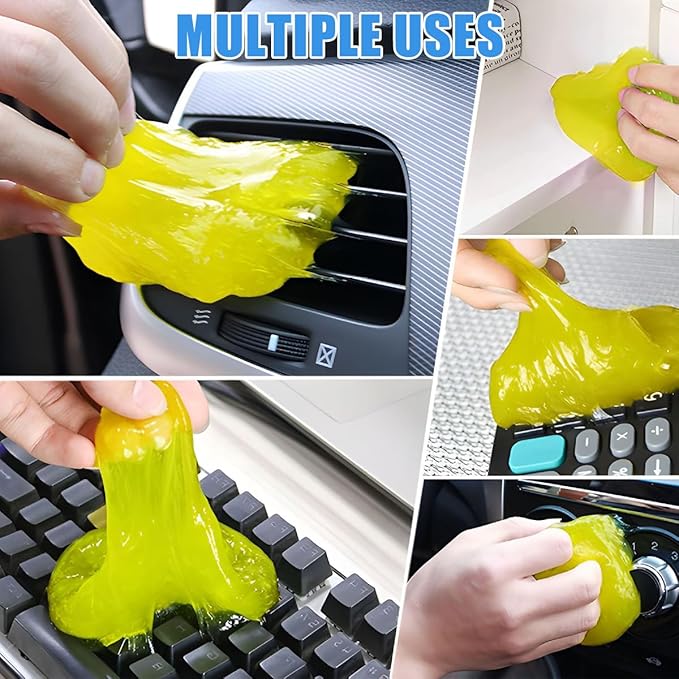 Car Cleaning Gel, Vehicle Dust Detailing Putty Slime Cleaner Kit for Air Vent, Reusable Automotive Interior Detail Clean Mud Removal Tool, Universal for SUV Sedan Truck (Yellow)