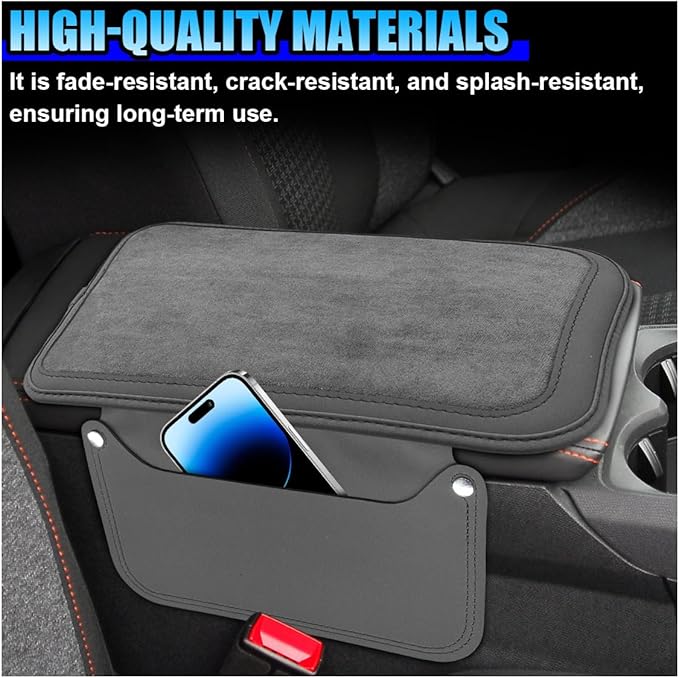 YoRise Car Center Console Cover, Leather Car Armrest Cover with 2 Storage Bags, Comfortable Non-Slip Arm Rest Seat Box Pad, Console Armrest Box Protector Cushion for Most Cars (Gray)