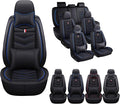 MVRVMV Car Seat Covers for GMC Acadia 2007-2026, Waterproof & Wear-Resistant Front and Rear Seat Protectors with 2* Neck Pillow and 2* Lumbar Support (7 Seat Luxury, Black-Blue
