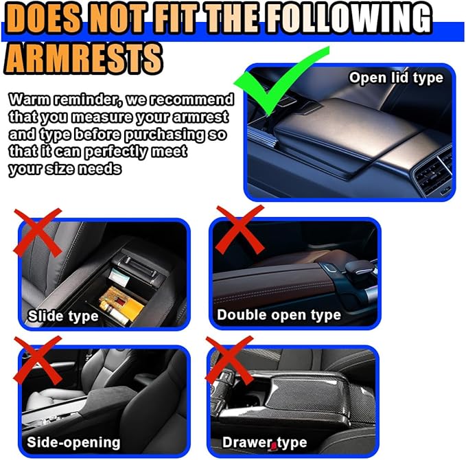 11.9''×8.4'' Bling Car Center Console Cover, Crystal Diamond Elbow Pillow Car Armrest Seat Box Cover, Soft Arm Rest Protective Cushion Pad for Women Girls, Auto Interior Decor for Car SUV (Blue)