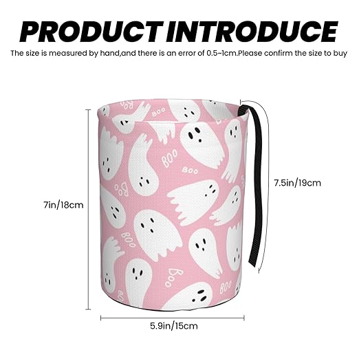YANGDADA Pink Cute Ghost Car Trash Can Small Portable Car Garbage Bag for Back Front Seat RV's Camping Accessories