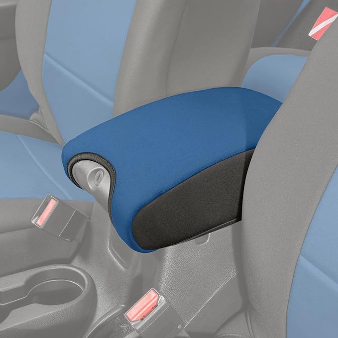 Diver Down Neoprene Center Console Cover - Fits Jeep 2007-2018 JK JKU Wrangler - Cushioned Armrest Cover - Doesn't Burn Your Elbow - Tight Custom Fit - Comfortable Foam Armrest Pad (11-18 Blue)
