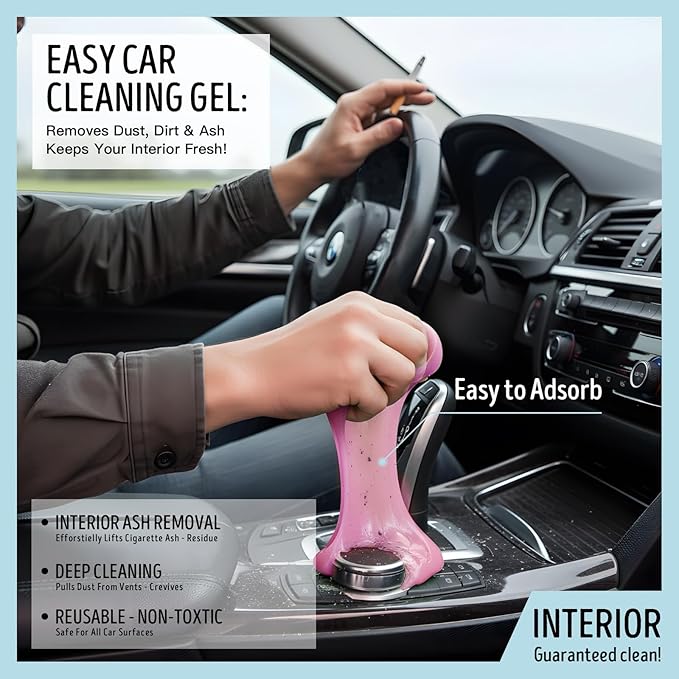 Car Cleaning Gel,Reusable Car Cleaning Putty for Interior Detailing, Car Cleaning Supplies, Auto Detailing Tools, Car Slime for Dust Removal, Car Accessories Interior, Car Cleaning Kit(Pink, 3.0 OZ)