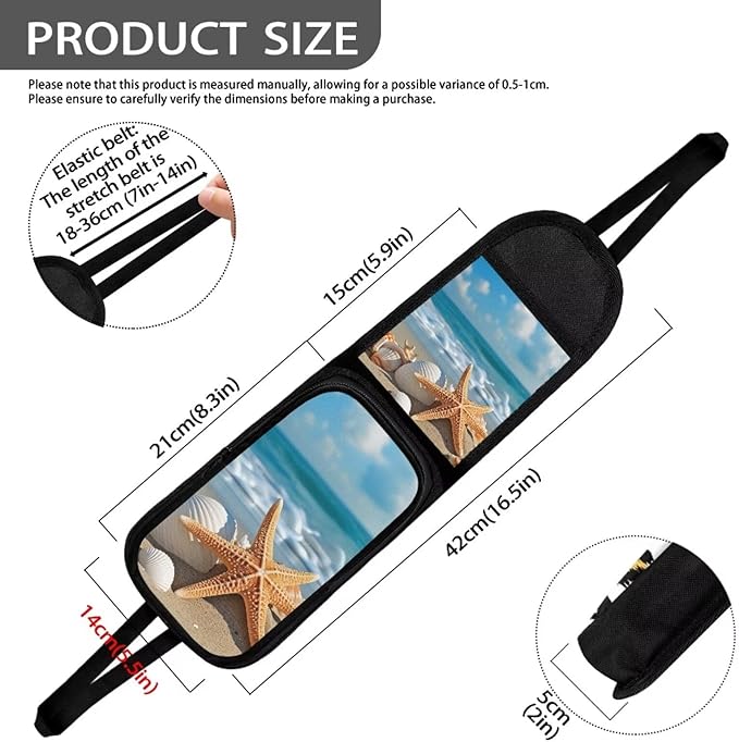 Beach Starfish Car Seat Side Storage Hanging Bag Conch Auto Seat Storage Bag With Zipper Car Accessories for Car, SUV, Trucks