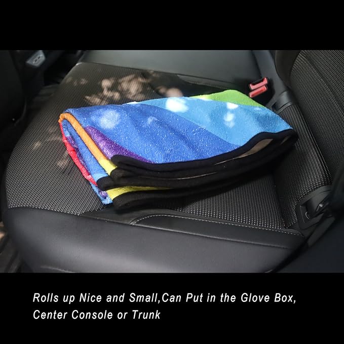 LoyaGour Car Seat Cover Protector Front Seats,for Gym Workout,Running,Swimming,Beach and Hiking,Waterproof Sweat Towel Bucket Seat Covers for Cars SUV Trucks (Rainbow, 2Pcs)