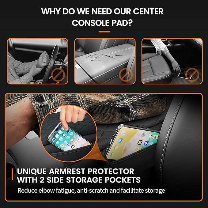 Custom for Center Console Cover Nissan Murano 2025 2026 Armrest Cover Accessories PU Leather Armrest Seat Box Cover Protector with Pockets Storage Bag