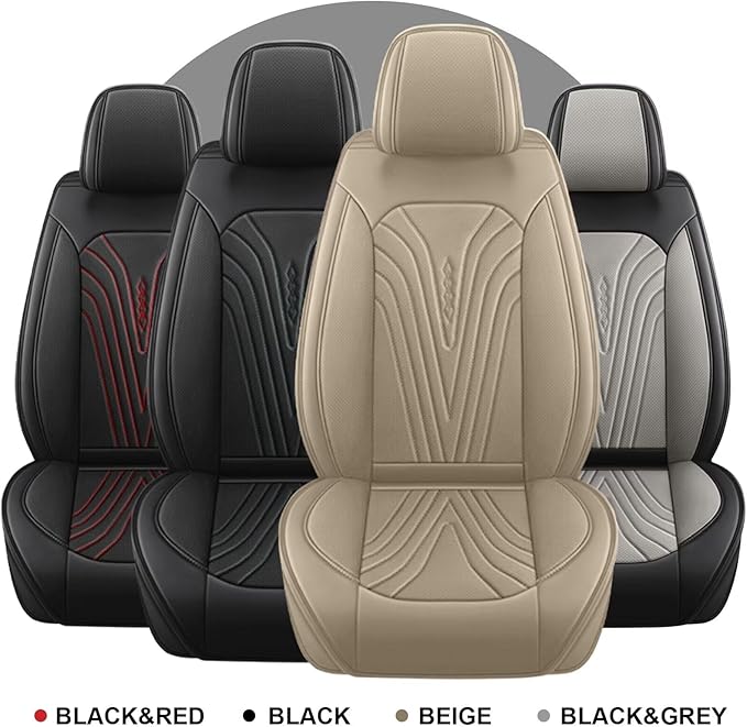 DISUTOGO Full Set Seat Covers Fit for Nissan Rogue Sport 2017-2022 Waterproof Faux Leather Automotive Cushion Protector Car seat Covers Compatible Airbag(5 Seats, Beige)