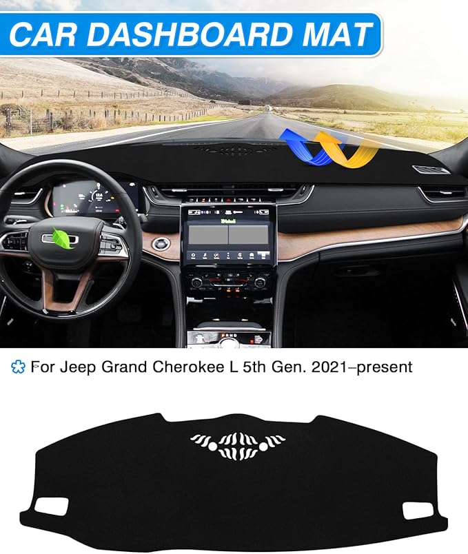 CARTIST Felt Dashboard Cover Fits for Jeep Grand Cherokee L 2021-2025 Accessories Dash Board Mat Non-Slip Dash Mat(Not Fit Jeep Grand Cherokee)