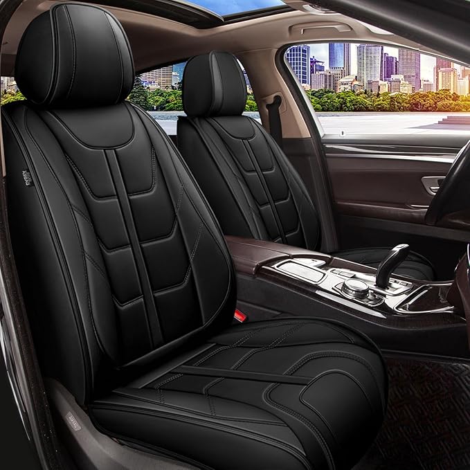 TTX LIGHTING Car Seat Covers Full Set Fit for Infiniti Q50 2014-2025 2026 Waterproof Leather 5 Seat Covers Automotive Seat Cushion Seat Protectors with Airbag Compatible (Black)