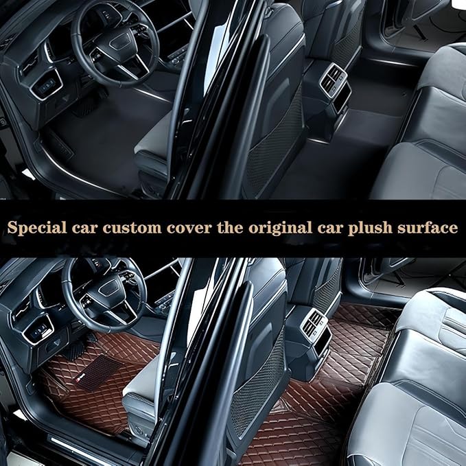 Custom Luxury Car Floor Mats Suitable for All Sedans, Sports Cars,SUV, Business Vehicles, Trucks, Waterproof and Anti Slip Fully Covered Leather Floor Mats (Black)
