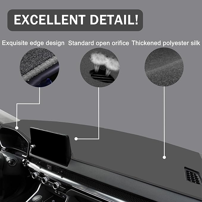 Dash Cover for Honda CR-V CRV Accessories 2023 2024 2025 2026 Dashboard Cover Center Console Dash Mat Carpet Protector Sunshield No Glare Non-Slip Pad Custom Fit, All Gray