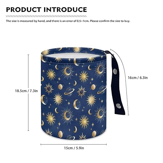Brosoneto Moon Star Car Trash Can, Cute Car Trash Bag, Hanging Organizer and Storage Bag, Universal Fit for Front Seat, Back Seat, Floor, Headrest