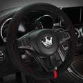 Luxury Suede Steering Wheel Cover for Cars, Soft Leather Padded Wheels Cover for F150, Trucks, Jeep, Van, Auto Thin Large Car Handle Cover, Universal Fit, Anti Slip, 15.2-16in, Black
