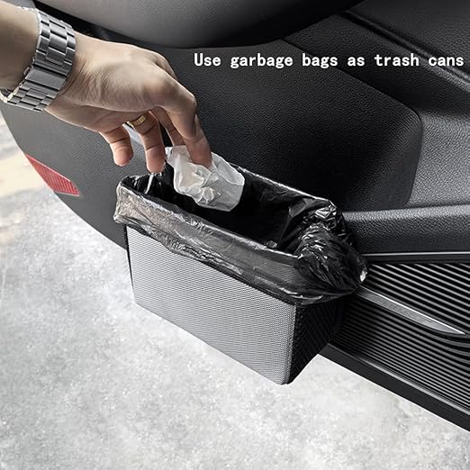 AOWIS Car Trash Can, Foldable Multifunctional Hanging Storage Box Trash Can with a Roll of Garbage Bag, Multi Pocket Design Suitable for Car, Home and Office (Green)