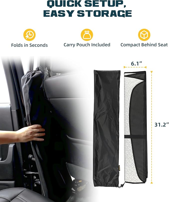 Trumgeta Upgraded Windshield Sun Shade Fit for Ford F-150 2021–2026, Complete UV Blocking Foldable Sunshade, Long-Lasting Interior Protector