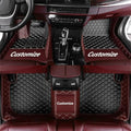Custom Car Floor Mat Compatible with 97% Car Models Luxury Leather All Weather Waterproof Anti-Skid Full Coverage Car Mats (Brown with Black)