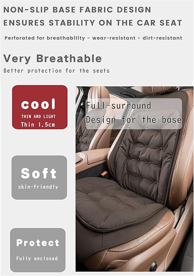 ontto Cooling Car Seat Cushion,Universal Auto Bottom Seat Cushions Cover for Front and Reat Seats,for Sedans SUV Truck Pick UP Home Office Chair Or Wheelchair,Dark Brown(3 PCS)