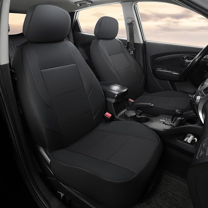 GIANT PANDA Front Car Seat Cover for Hyundai, Leather Bucket Seat Covers Custom Fit Hyundai Sonata Elantra Santa Fe Tucson Accent Kona Palisade Genesis Venue Ioniq(Black) 2-Pack