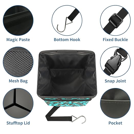 GVGHIDZ Car Trash Can – Multi-Purpose, Lightweight and Portable with Durable Water-Resistant Coating, No Installation Required, Practical and Ample Capacity, Variety of Colors.Tiger Pattern