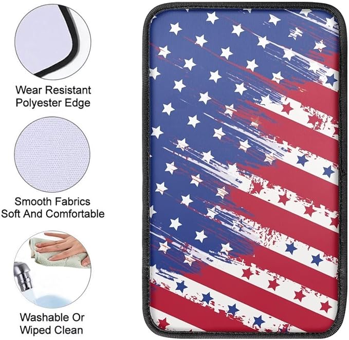 Horeset American Flag Center Console Armrest Cover Auto Accessories, Polyester Car Arm Rest Cover Pad Fit SUV Sedan Truck Vehicle